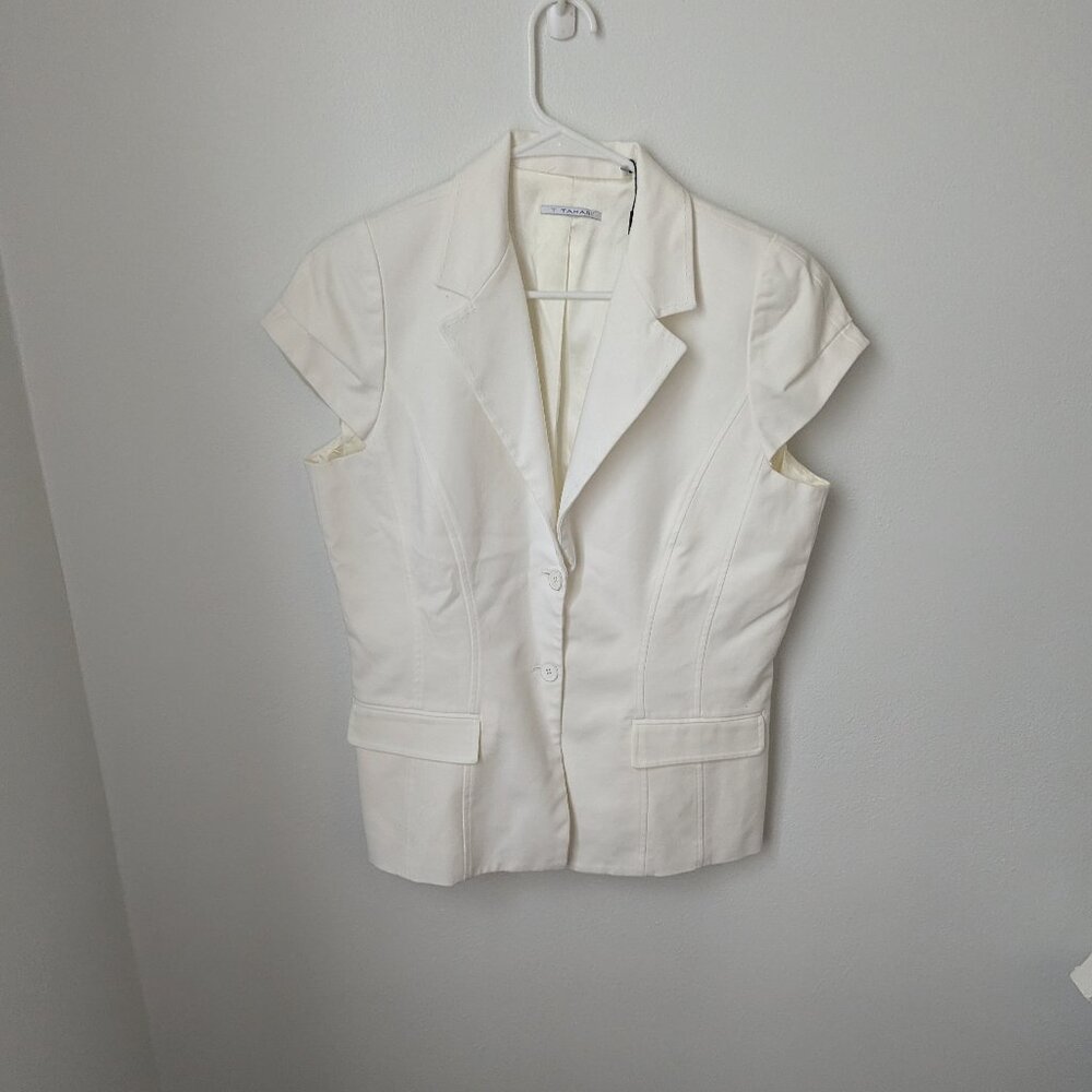 NWT T. Tahari Women's White Cap Sleeve Top, 16